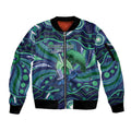 Personalised Torres Strait Islander Flag Day Sleeve Zip Bomber Jacket Dhari Australia Dugong Turtle Aboriginal Art