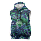 Personalised Torres Strait Islander Flag Day Sleeveless Hoodie Dhari Australia Dugong Turtle Aboriginal Art