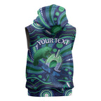Personalised Torres Strait Islander Flag Day Sleeveless Hoodie Dhari Australia Dugong Turtle Aboriginal Art