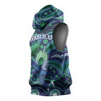 Personalised Torres Strait Islander Flag Day Sleeveless Hoodie Dhari Australia Dugong Turtle Aboriginal Art