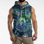 Personalised Torres Strait Islander Flag Day Sleeveless Hoodie Dhari Australia Dugong Turtle Aboriginal Art