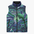 Personalised Torres Strait Islander Flag Day Sleeveless Puffer Jacket Dhari Australia Dugong Turtle Aboriginal Art