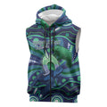 Personalised Torres Strait Islander Flag Day Sleeveless Zip Hoodie Dhari Australia Dugong Turtle Aboriginal Art
