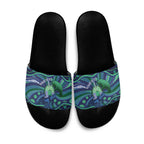 Personalised Torres Strait Islander Flag Day Slide Sandals Dhari Australia Dugong Turtle Aboriginal Art