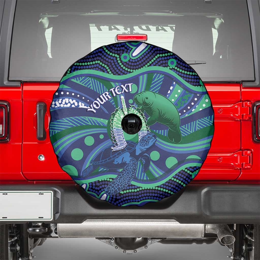 Personalised Torres Strait Islander Flag Day Spare Tire Cover Dhari Australia Dugong Turtle Aboriginal Art