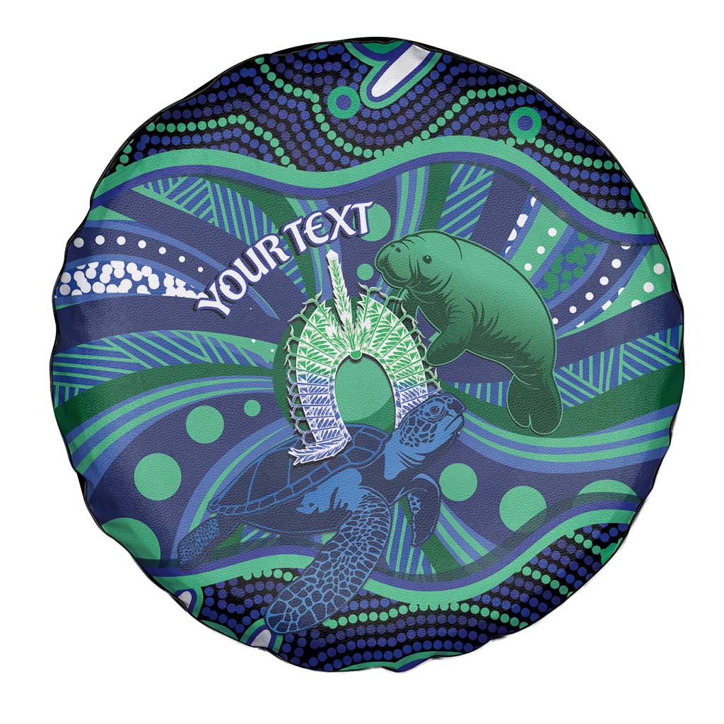 Personalised Torres Strait Islander Flag Day Spare Tire Cover Dhari Australia Dugong Turtle Aboriginal Art