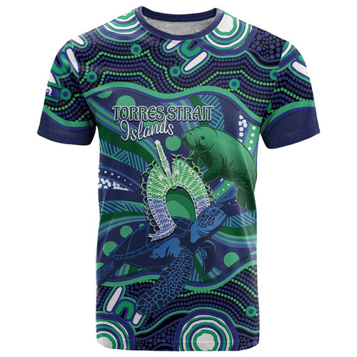 Personalised Torres Strait Islander Flag Day T Shirt Dhari Australia Dugong Turtle Aboriginal Art
