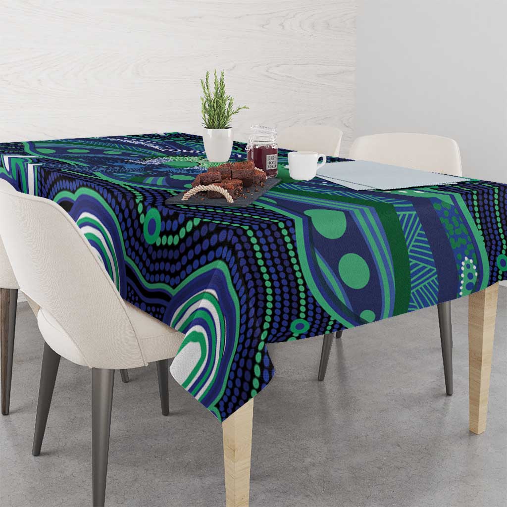 Personalised Torres Strait Islander Flag Day Tablecloth Dhari Australia Dugong Turtle Aboriginal Art