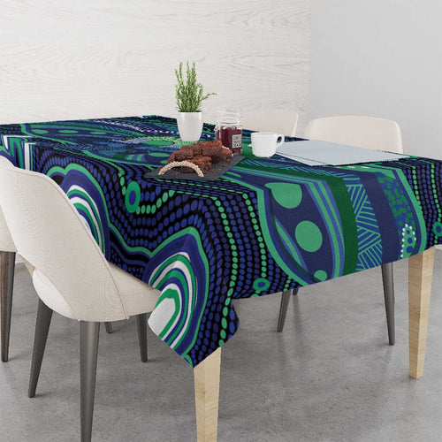 Personalised Torres Strait Islander Flag Day Tablecloth Dhari Australia Dugong Turtle Aboriginal Art
