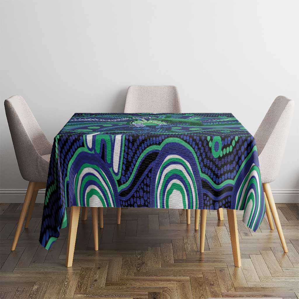 Personalised Torres Strait Islander Flag Day Tablecloth Dhari Australia Dugong Turtle Aboriginal Art