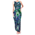 Personalised Torres Strait Islander Flag Day Tank Maxi Dress Dhari Australia Dugong Turtle Aboriginal Art
