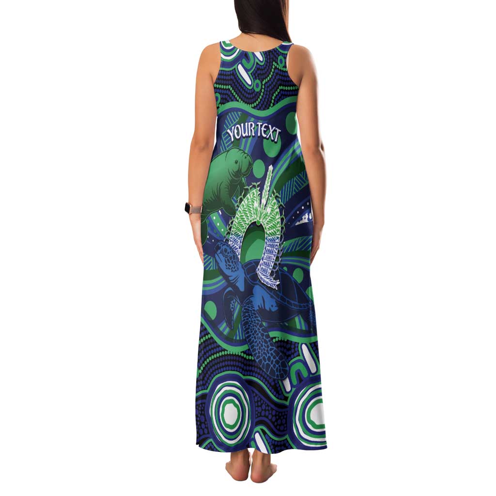 Personalised Torres Strait Islander Flag Day Tank Maxi Dress Dhari Australia Dugong Turtle Aboriginal Art