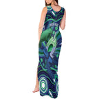 Personalised Torres Strait Islander Flag Day Tank Maxi Dress Dhari Australia Dugong Turtle Aboriginal Art