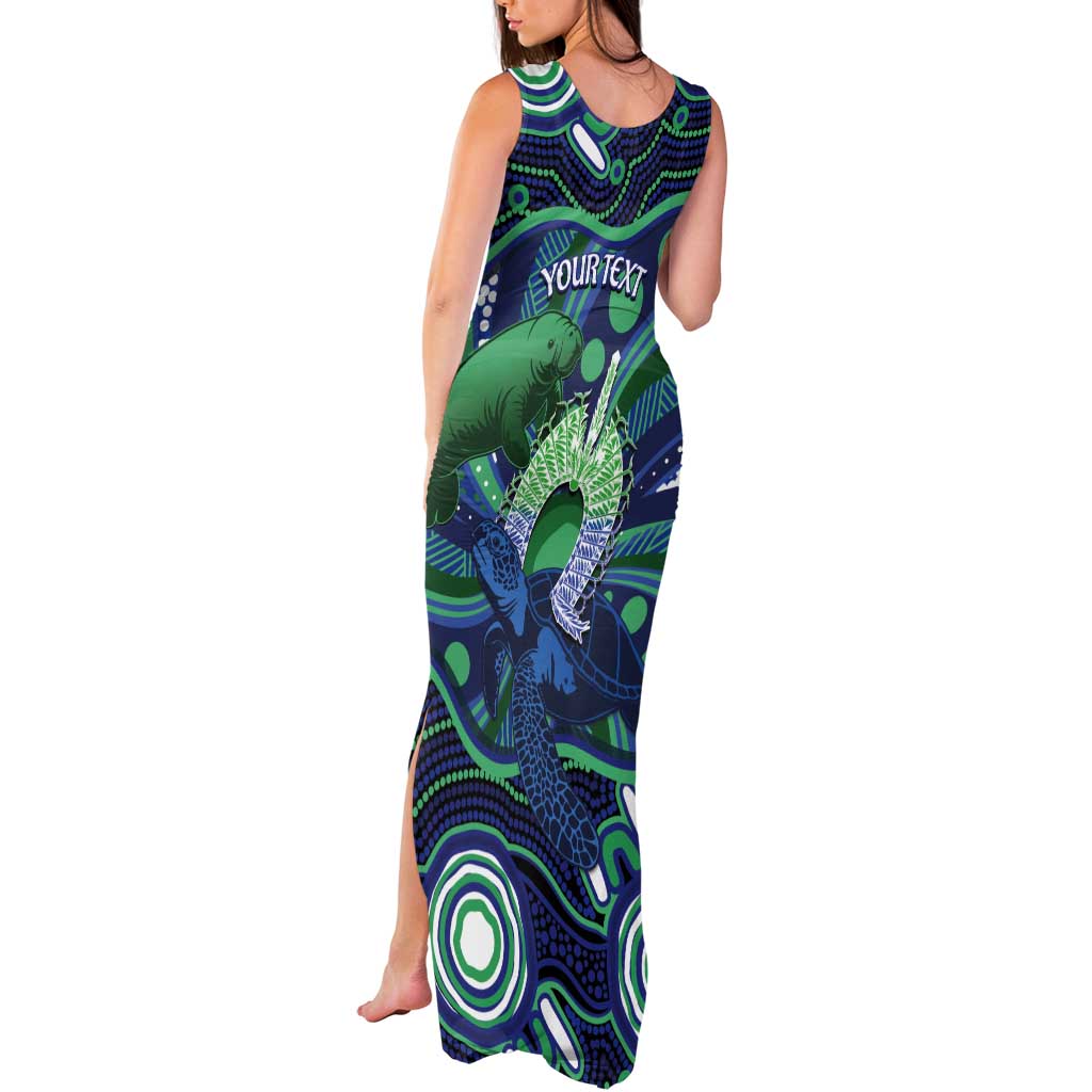 Personalised Torres Strait Islander Flag Day Tank Maxi Dress Dhari Australia Dugong Turtle Aboriginal Art