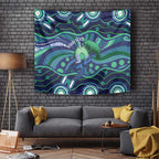 Personalised Torres Strait Islander Flag Day Tapestry Dhari Australia Dugong Turtle Aboriginal Art
