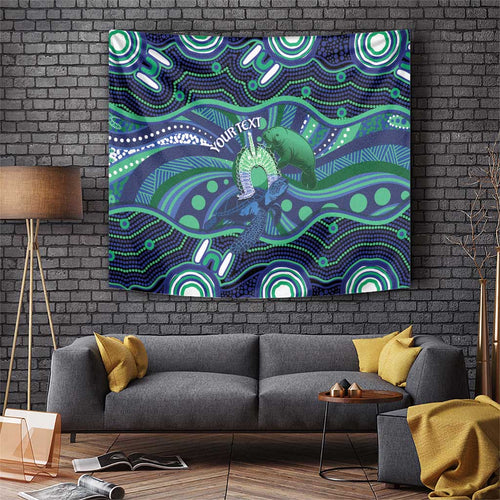 Personalised Torres Strait Islander Flag Day Tapestry Dhari Australia Dugong Turtle Aboriginal Art