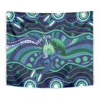 Personalised Torres Strait Islander Flag Day Tapestry Dhari Australia Dugong Turtle Aboriginal Art