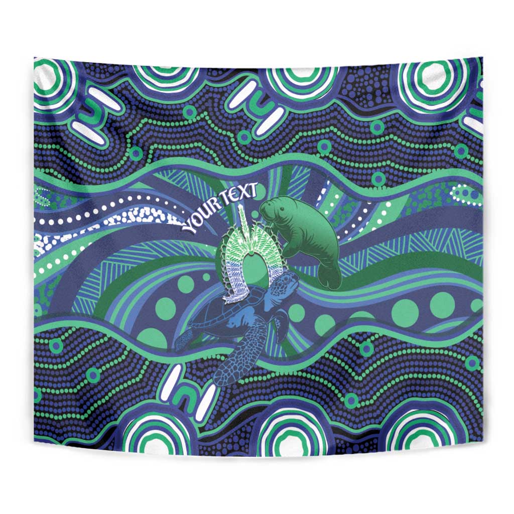 Personalised Torres Strait Islander Flag Day Tapestry Dhari Australia Dugong Turtle Aboriginal Art