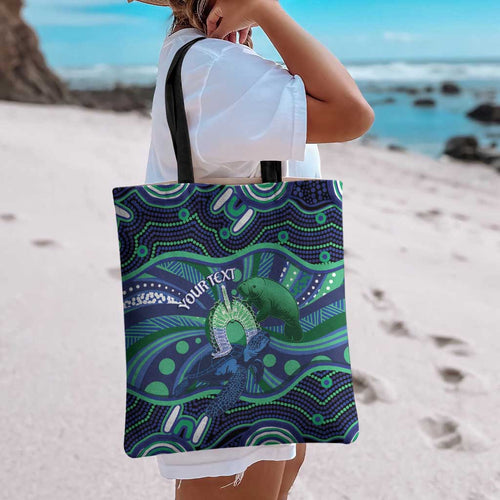 Personalised Torres Strait Islander Flag Day Tote Bag Dhari Australia Dugong Turtle Aboriginal Art