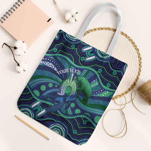 Personalised Torres Strait Islander Flag Day Tote Bag Dhari Australia Dugong Turtle Aboriginal Art