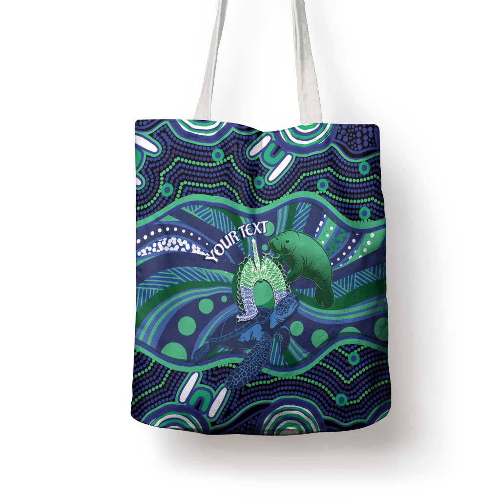 Personalised Torres Strait Islander Flag Day Tote Bag Dhari Australia Dugong Turtle Aboriginal Art