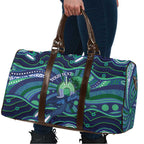Personalised Torres Strait Islander Flag Day Travel Bag Dhari Australia Dugong Turtle Aboriginal Art