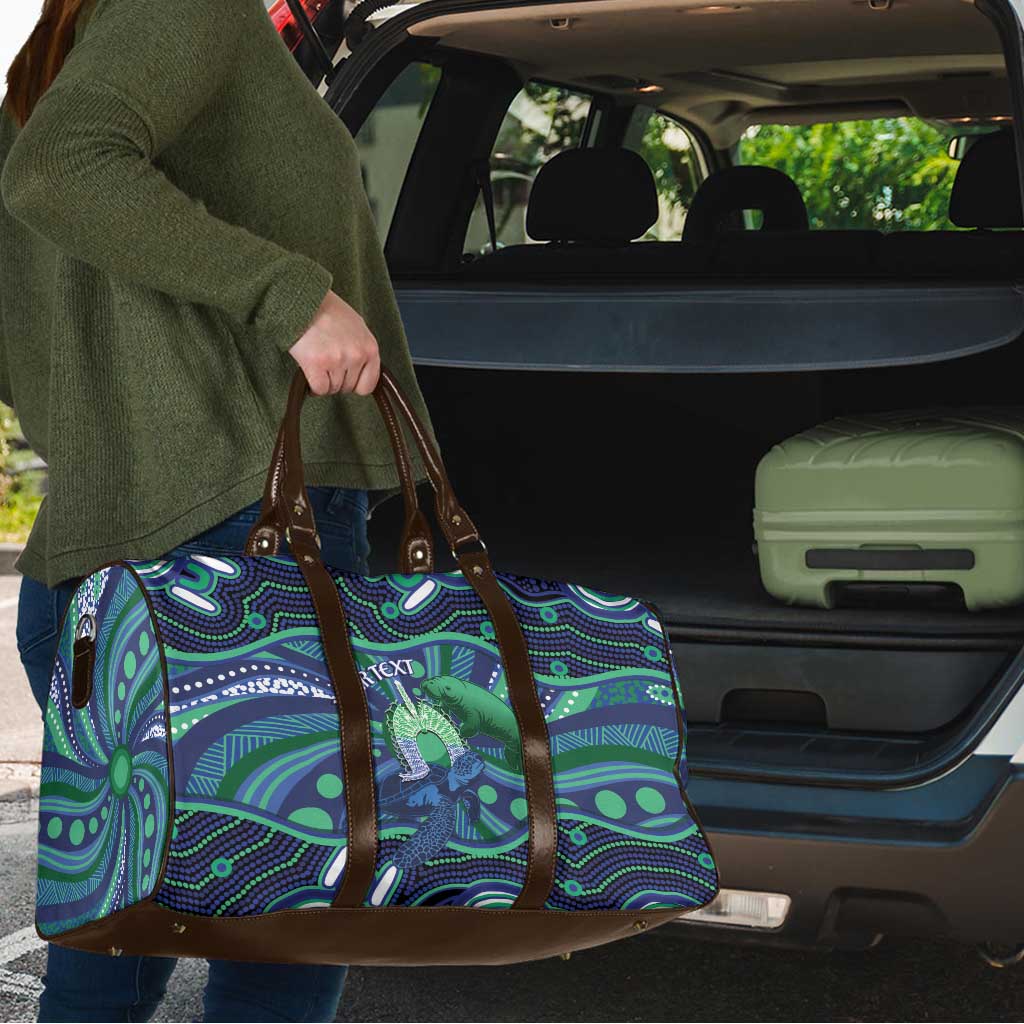 Personalised Torres Strait Islander Flag Day Travel Bag Dhari Australia Dugong Turtle Aboriginal Art