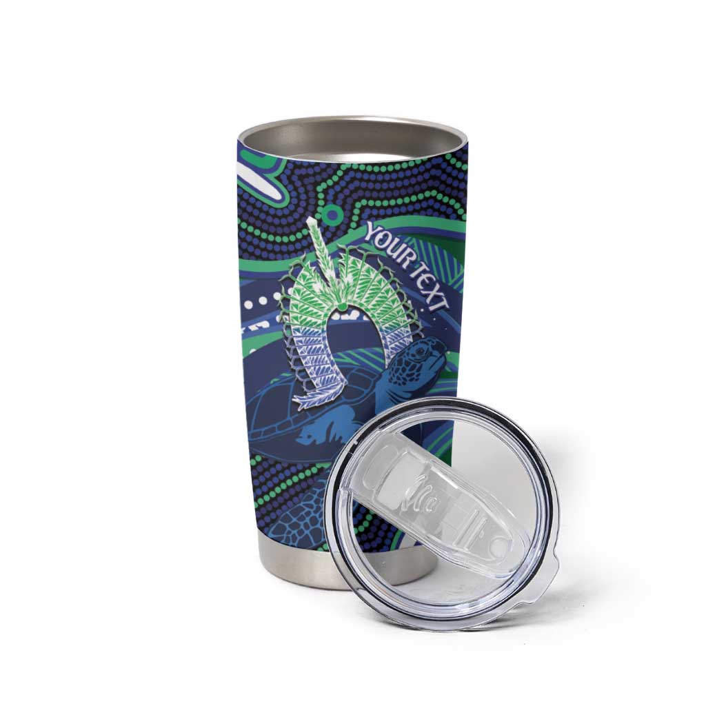Personalised Torres Strait Islander Flag Day Tumbler Cup Dhari Australia Dugong Turtle Aboriginal Art