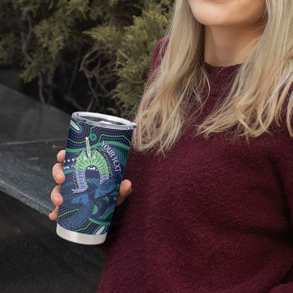 Personalised Torres Strait Islander Flag Day Tumbler Cup Dhari Australia Dugong Turtle Aboriginal Art