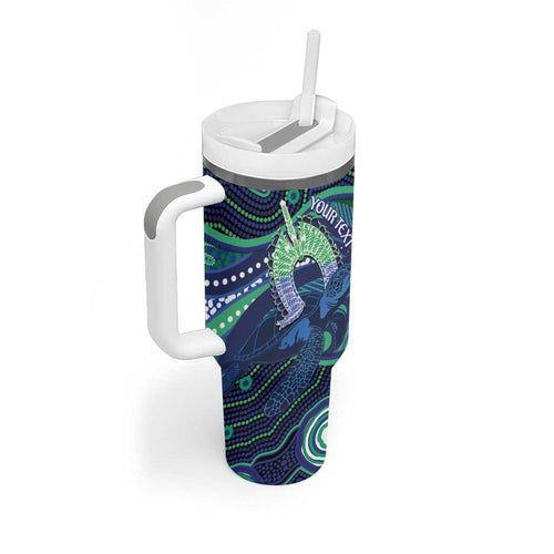 Personalised Torres Strait Islander Flag Day Tumbler With Handle Dhari Australia Dugong Turtle Aboriginal Art