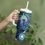 Personalised Torres Strait Islander Flag Day Tumbler With Handle Dhari Australia Dugong Turtle Aboriginal Art