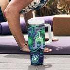 Personalised Torres Strait Islander Flag Day Tumbler With Handle Dhari Australia Dugong Turtle Aboriginal Art