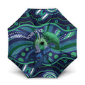 Personalised Torres Strait Islander Flag Day Umbrella Dhari Australia Dugong Turtle Aboriginal Art