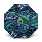 Personalised Torres Strait Islander Flag Day Umbrella Dhari Australia Dugong Turtle Aboriginal Art
