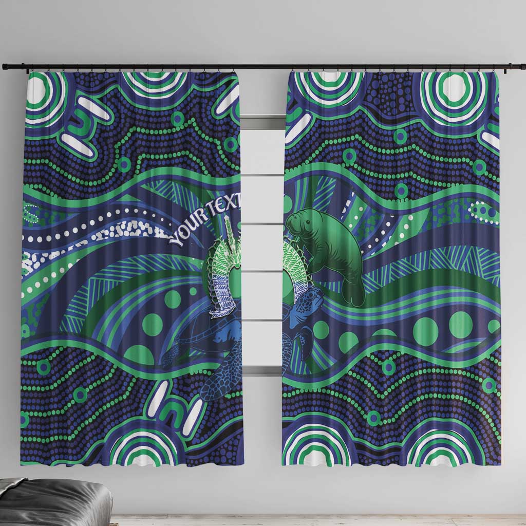 Personalised Torres Strait Islander Flag Day Window Curtain Dhari Australia Dugong Turtle Aboriginal Art