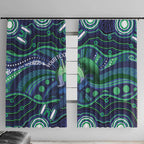 Personalised Torres Strait Islander Flag Day Window Curtain Dhari Australia Dugong Turtle Aboriginal Art