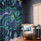 Personalised Torres Strait Islander Flag Day Window Curtain Dhari Australia Dugong Turtle Aboriginal Art