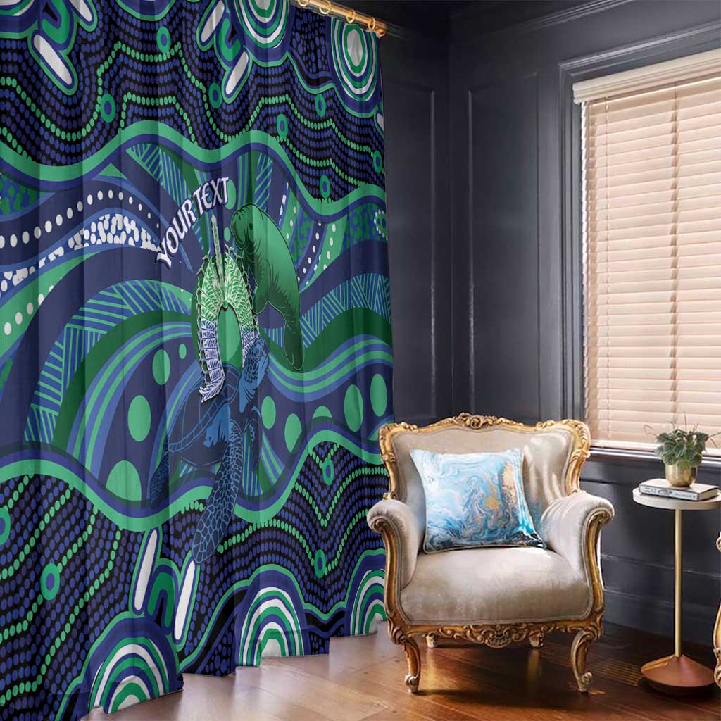 Personalised Torres Strait Islander Flag Day Window Curtain Dhari Australia Dugong Turtle Aboriginal Art
