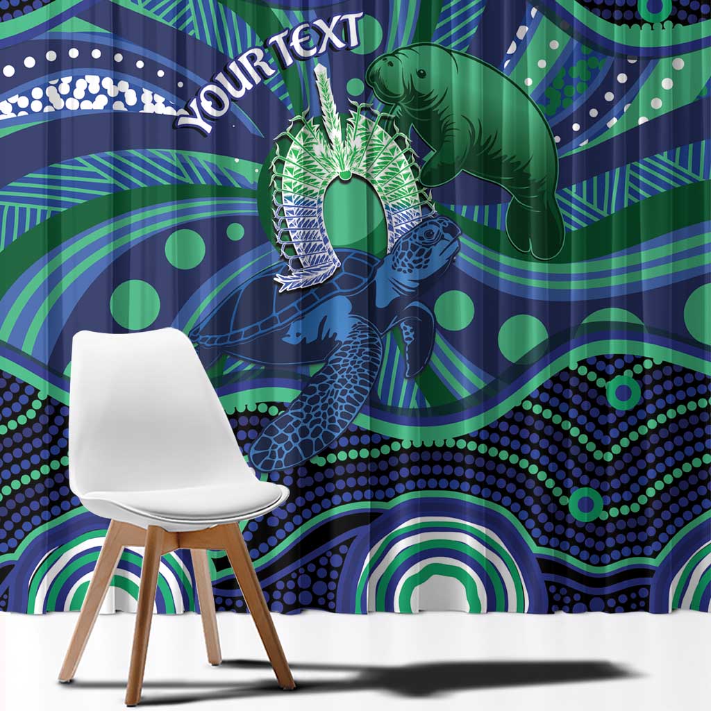Personalised Torres Strait Islander Flag Day Window Curtain Dhari Australia Dugong Turtle Aboriginal Art
