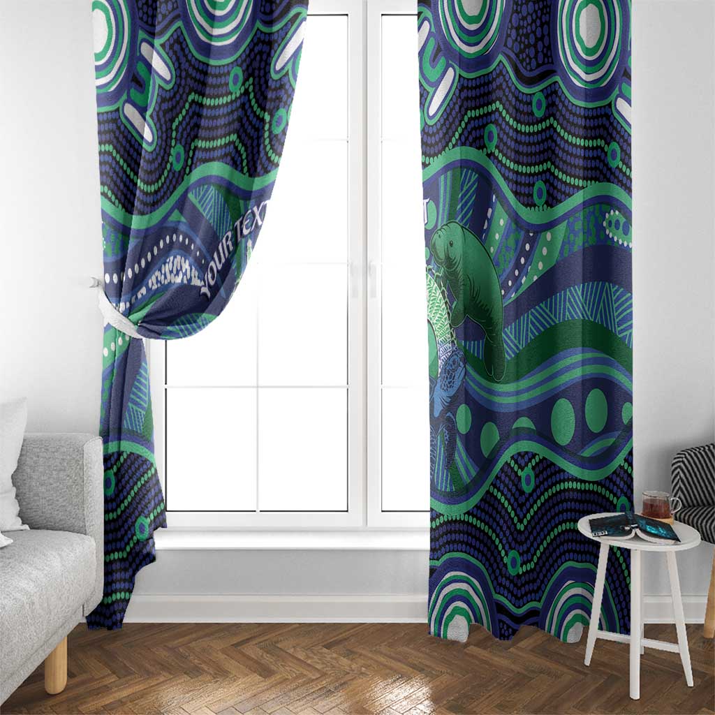 Personalised Torres Strait Islander Flag Day Window Curtain Dhari Australia Dugong Turtle Aboriginal Art