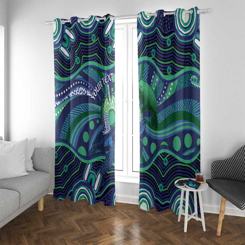 Personalised Torres Strait Islander Flag Day Window Curtain Dhari Australia Dugong Turtle Aboriginal Art