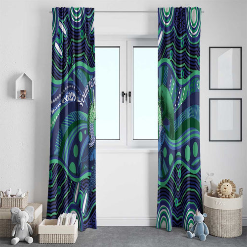 Personalised Torres Strait Islander Flag Day Window Curtain Dhari Australia Dugong Turtle Aboriginal Art