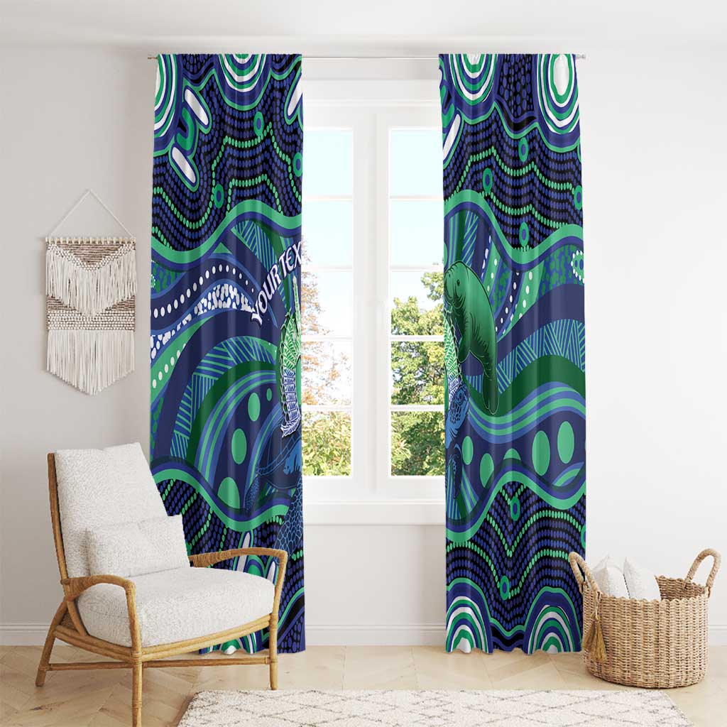 Personalised Torres Strait Islander Flag Day Window Curtain Dhari Australia Dugong Turtle Aboriginal Art