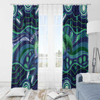 Personalised Torres Strait Islander Flag Day Window Curtain Dhari Australia Dugong Turtle Aboriginal Art