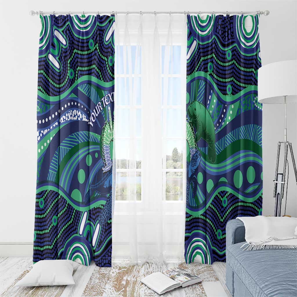 Personalised Torres Strait Islander Flag Day Window Curtain Dhari Australia Dugong Turtle Aboriginal Art