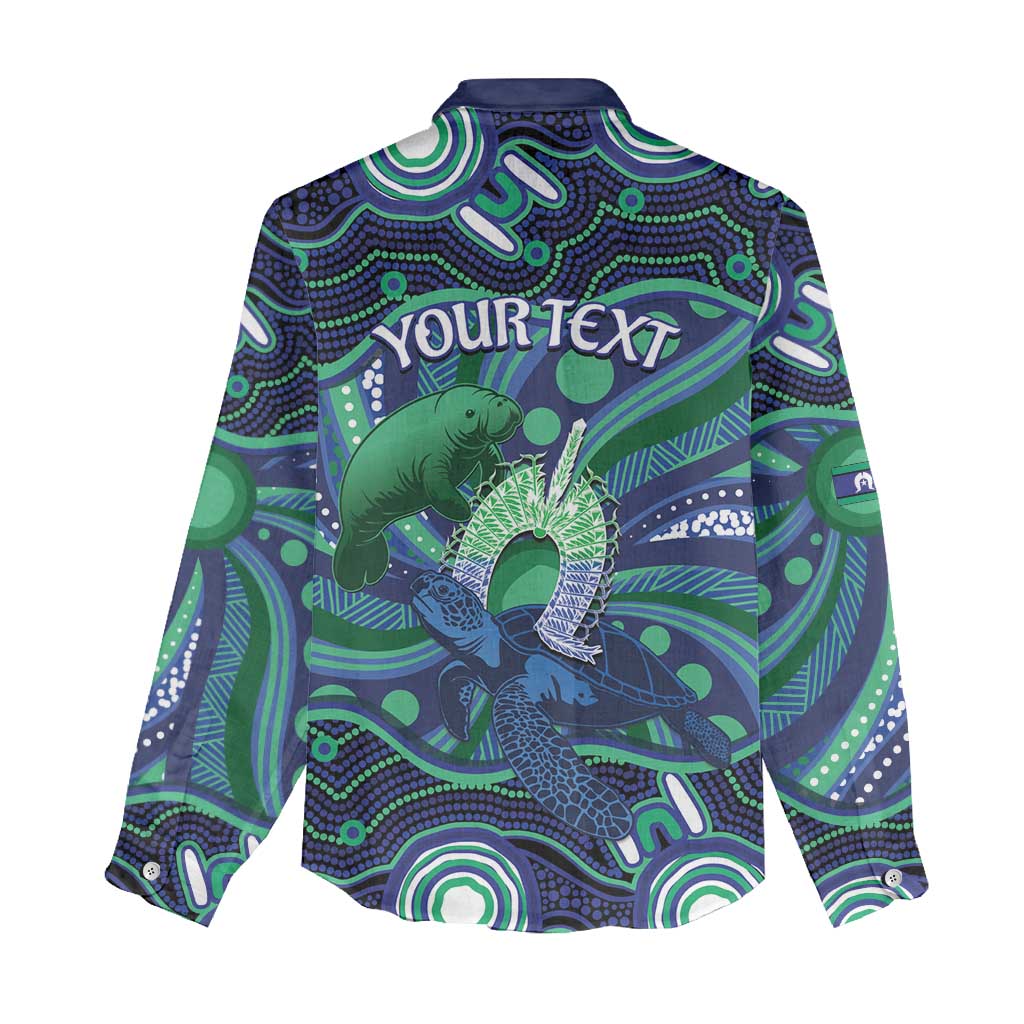Personalised Torres Strait Islander Flag Day Women Casual Shirt Dhari Australia Dugong Turtle Aboriginal Art