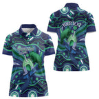 Personalised Torres Strait Islander Flag Day Women Polo Shirt Dhari Australia Dugong Turtle Aboriginal Art