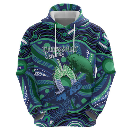 Personalised Torres Strait Islander Flag Day Zip Hoodie Dhari Australia Dugong Turtle Aboriginal Art