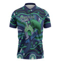 Personalised Torres Strait Islander Flag Day Zipper Polo Shirt Dhari Australia Dugong Turtle Aboriginal Art
