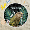 Personalised New Zealand Kakapo Beach Blanket Aotearoa Fern With Manuka
